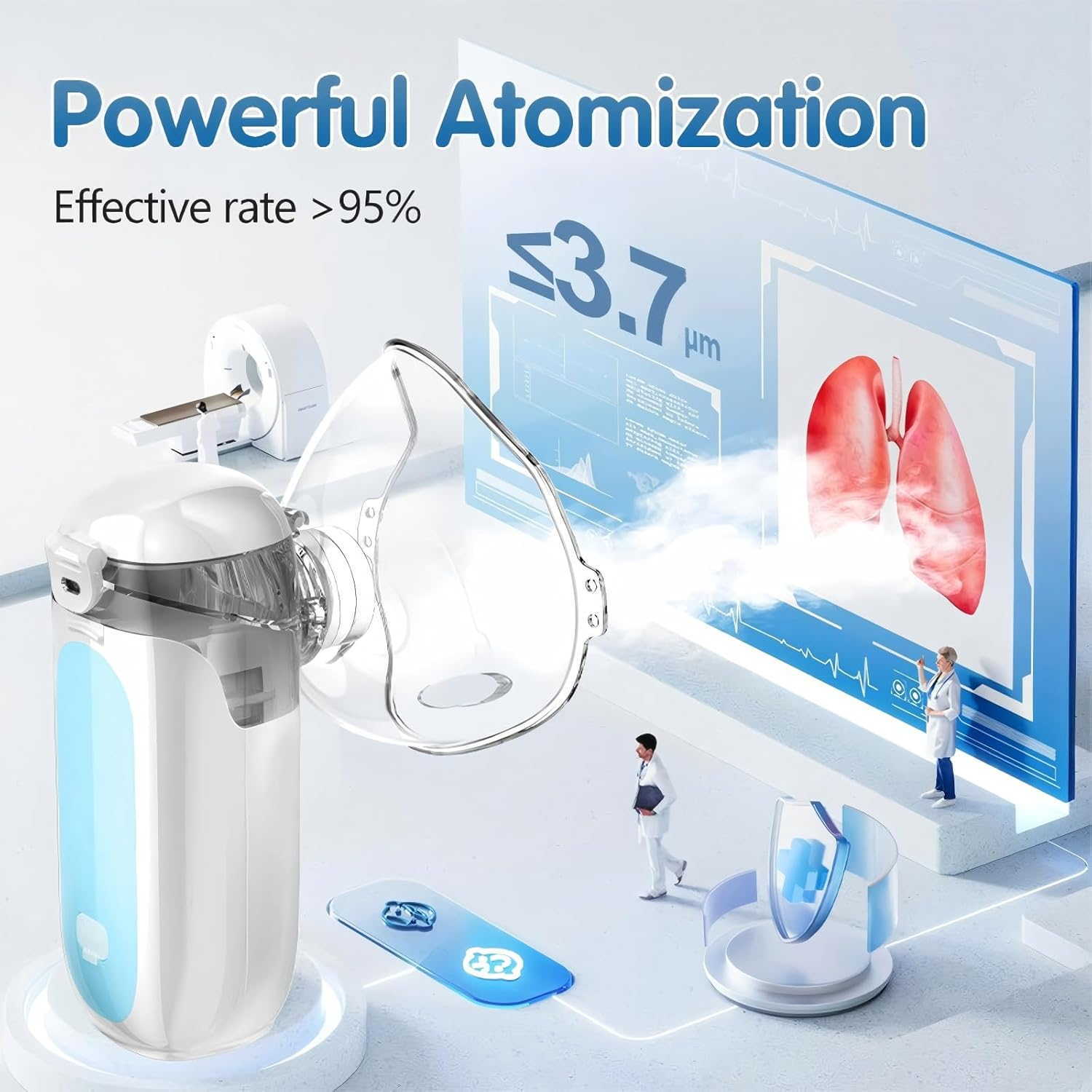 Portable Nebulizer, Mini Nebulizer Machine, Children'S Atomizer, Handheld Nebulizer for Breathing Problems, Portable Household Ultrasonic Atomizer Medical Grade, Nebulizer for Travel and Household Use (Light Green) image number 2