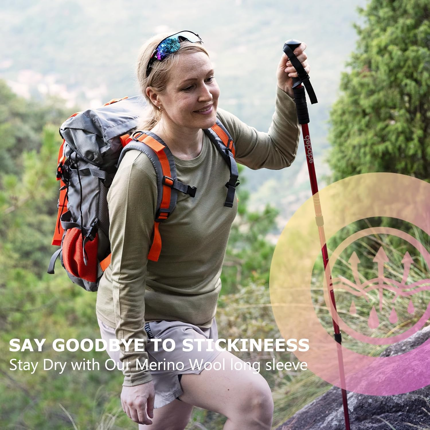 Merino Protect 100% Merino Base Layer Women Thermals Underwear Lightweight Soft Long Sleeve Shirt for Hiking Skiing image number 6