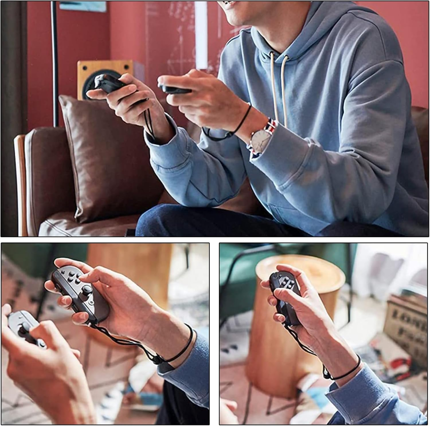 JANGJANG Metal Slide Joycon Wrist Strap for Nintendo Switch Controller, 2-Pack Adjustable Lanyards, Replacement Accessories for Joypad in Black, Secure Locking Mechanism with Easy Installation image number 1