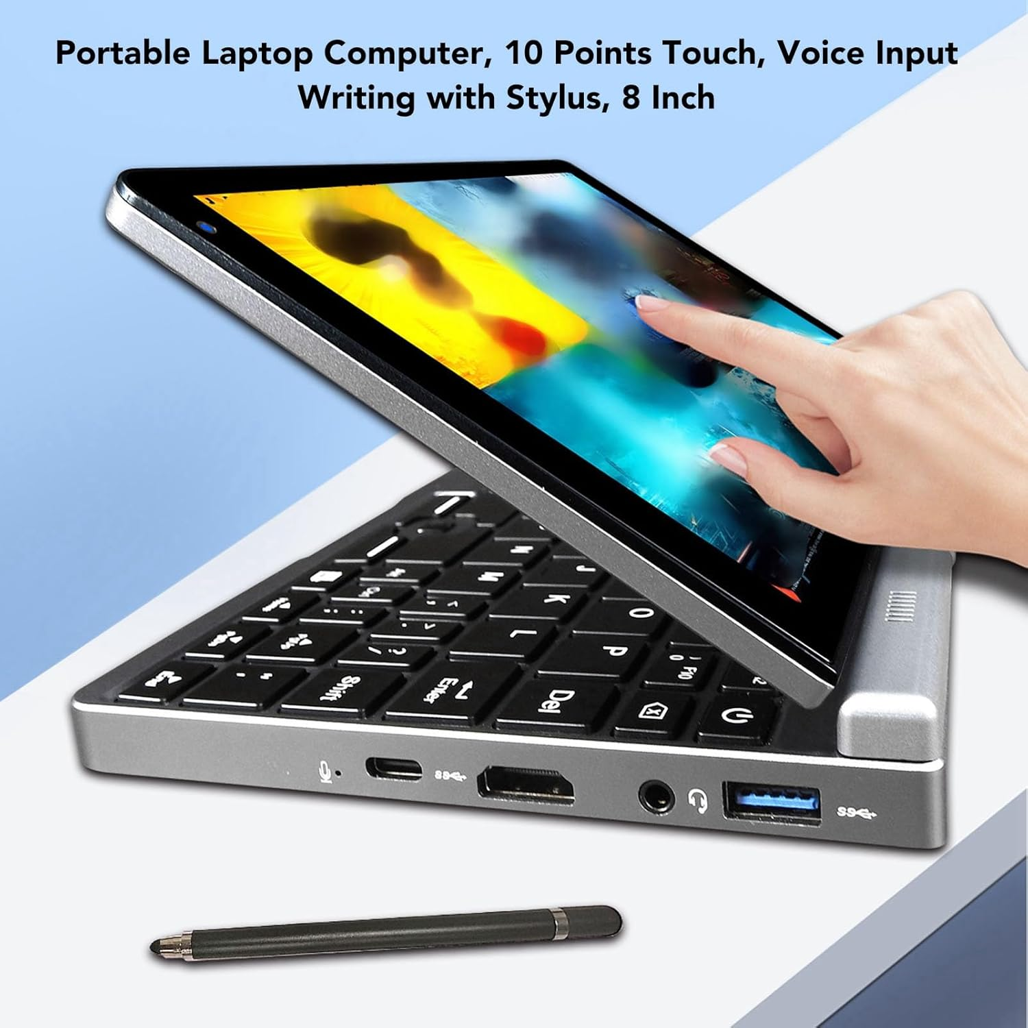 11 Mini Laptop, 8.0 Inch Touch Screen Ultra Light Mini Industry Laptop, Alder Lake CPU, 12G LPDDR5 4800Mhz Micro PC, Dual Band Wifi, USB3.0 Portable Laptop Computer, image number 3