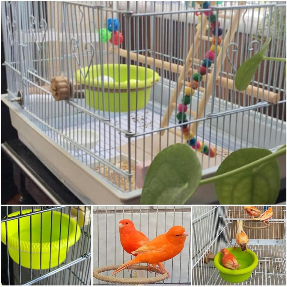 Granmagazz Bird Bath for Cage Universal Non-Slip Bird Cage Bath,Multi-Function Caged Bird Bath Bird Cage Parrot Supplies Bathing Tub, Pet Bird Bath with Stand Bird Bath for Hang inside Cage Birdbath