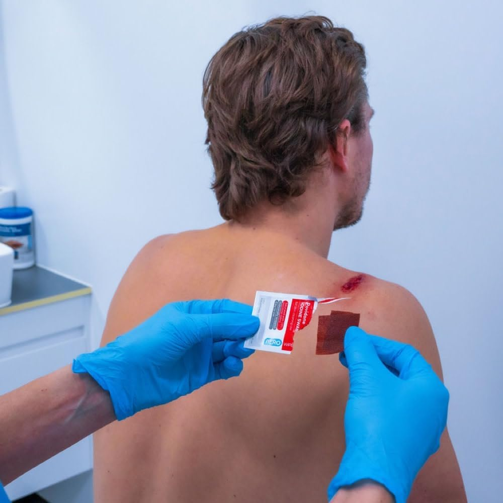 AEROWIPE 10% Povidone Iodine Swabs, Antiseptic Wipes for Pre‑Procedure Skin Cleansing, Alcohol Free, Individually Wrapped 2 Ply Pads for Consistent Coverage, 60 Mm X 33 Mm, Box of 100 image number 2