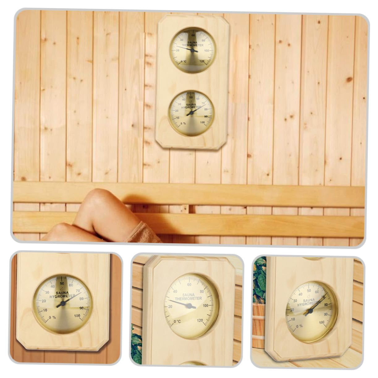 Wooden Sauna Hygrometer Thermometer Wall-Mounted Temperature Humidity Gauge for Home Sauna High Precision Copper Sensor Abs Case Read image number 6