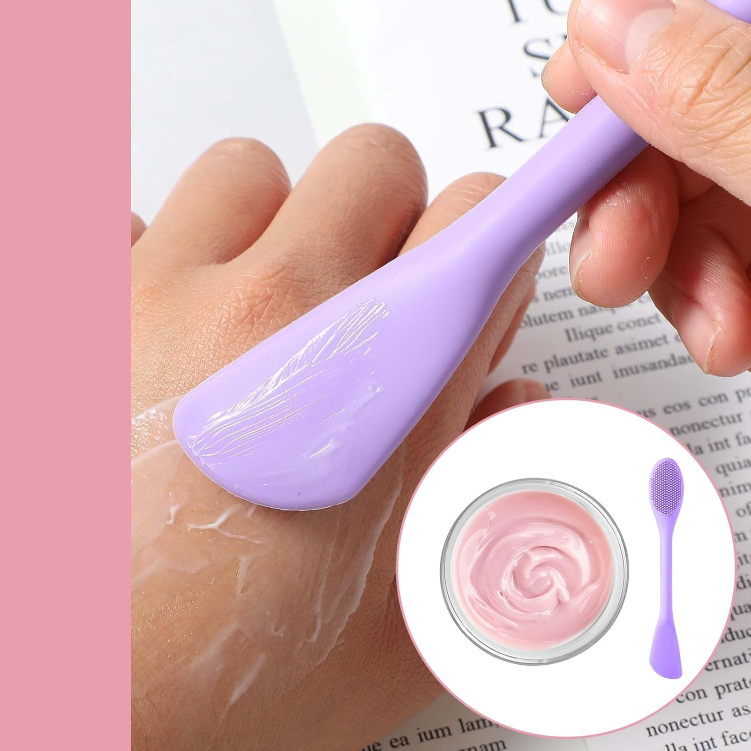 2 Pcs Pore Cleaning Brush, 2 in 1 Siliconepore Scrubber, Double-Sized Face Mask Brush Scrubber Applicator Facial Tools for Clay Mud Charcoal Face Mask (Purple+Grey) image number 2