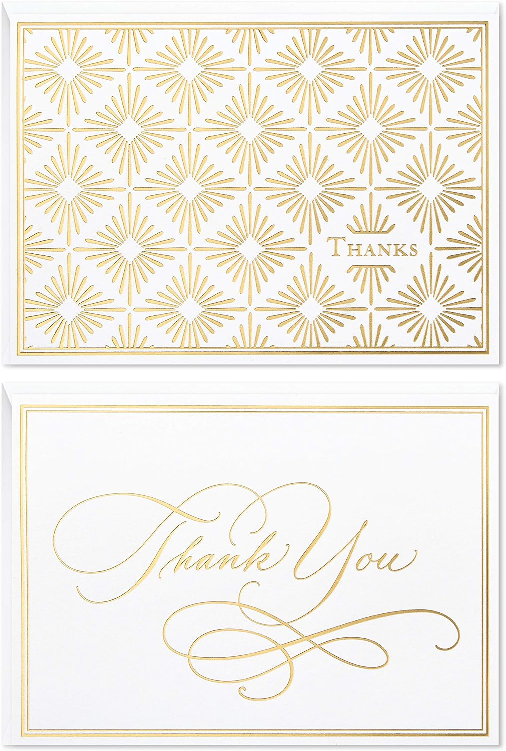 Hallmark Thank You Cards, Gold and White Bulk (40 Thank You Notes with Envelopes for Graduation, Business, Weddings, All Occasion)
