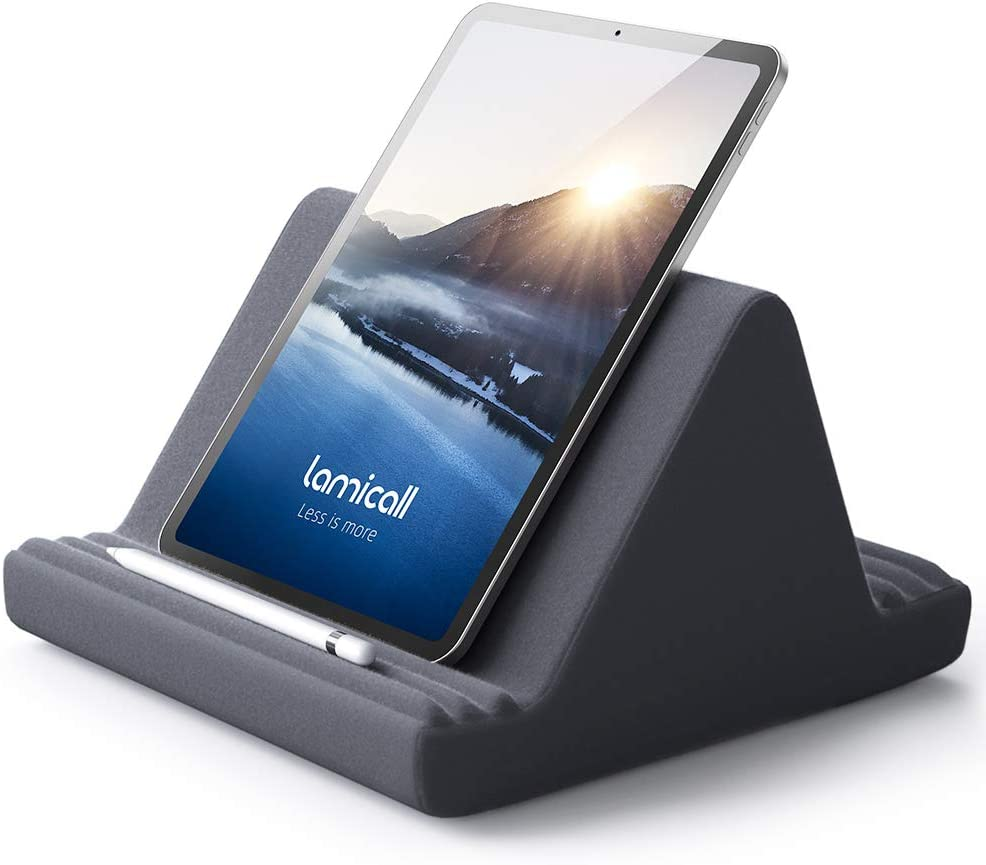 Tablet Pillow Stand, Pillow Soft Pad for Lap - Lamicall Tablet Holder Dock for Bed with 6 Viewing Angles, Compatible with Ipad Pro 9.7, 10.5,12.9 Air Mini 7 6, Kindle, Galaxy Tab, E-Reader - Dark Gray image number 4