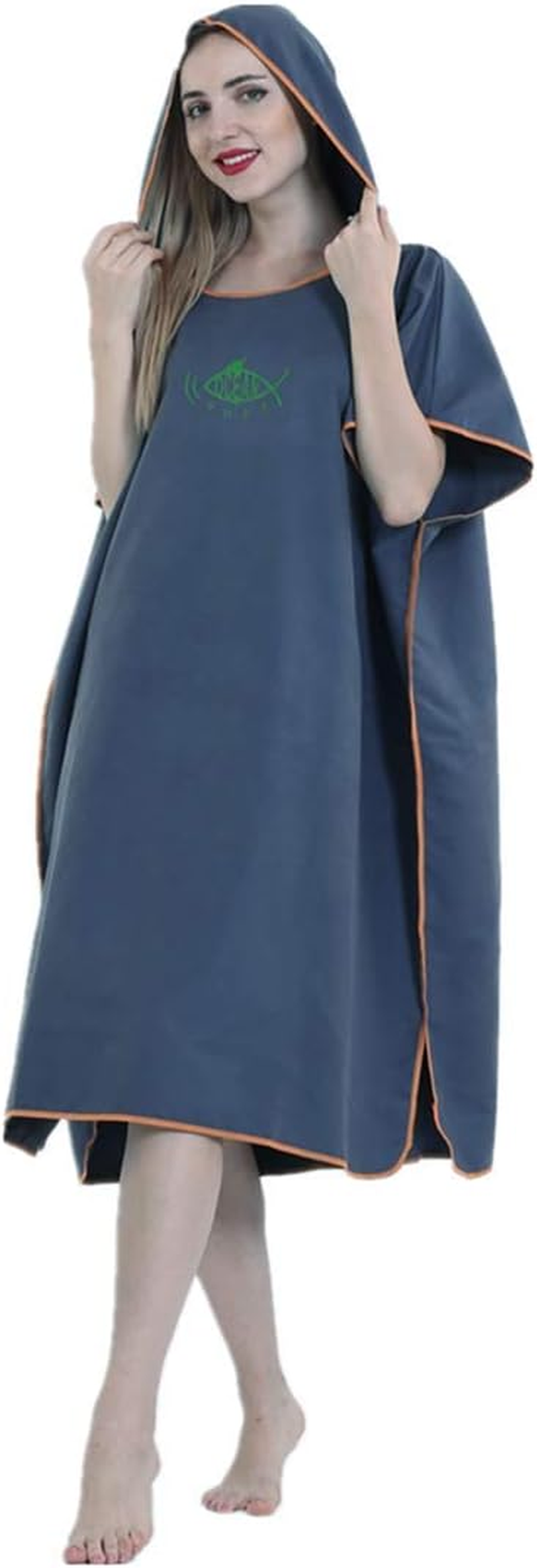 X-Labor Unisex Bath Poncho Beach Towel Microfibre Quick Drying Bathrobe Poncho with Hood Shower Towel Swimming Surfing Beach Diving Bath Resort, A-Dark Blue, One Size