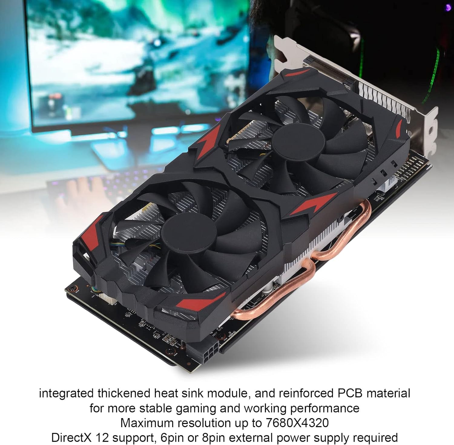 RX580 8GB DDR5 256BIT Graphics Card, PCIE 3.0 Gaming Graphics Card with Cooling Dual Fans, HDMI, DVI, 3Xdp (580 8G D5)
