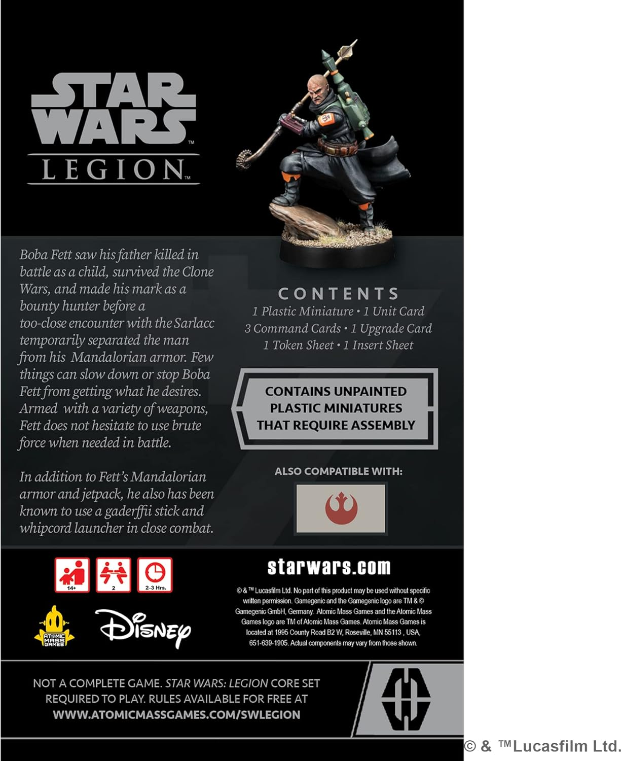 Atomic Mass Gamesasmodee North America Star Wars Legion Boba Fett (Daimyo) Operative Expansion Miniatures Game image number 5