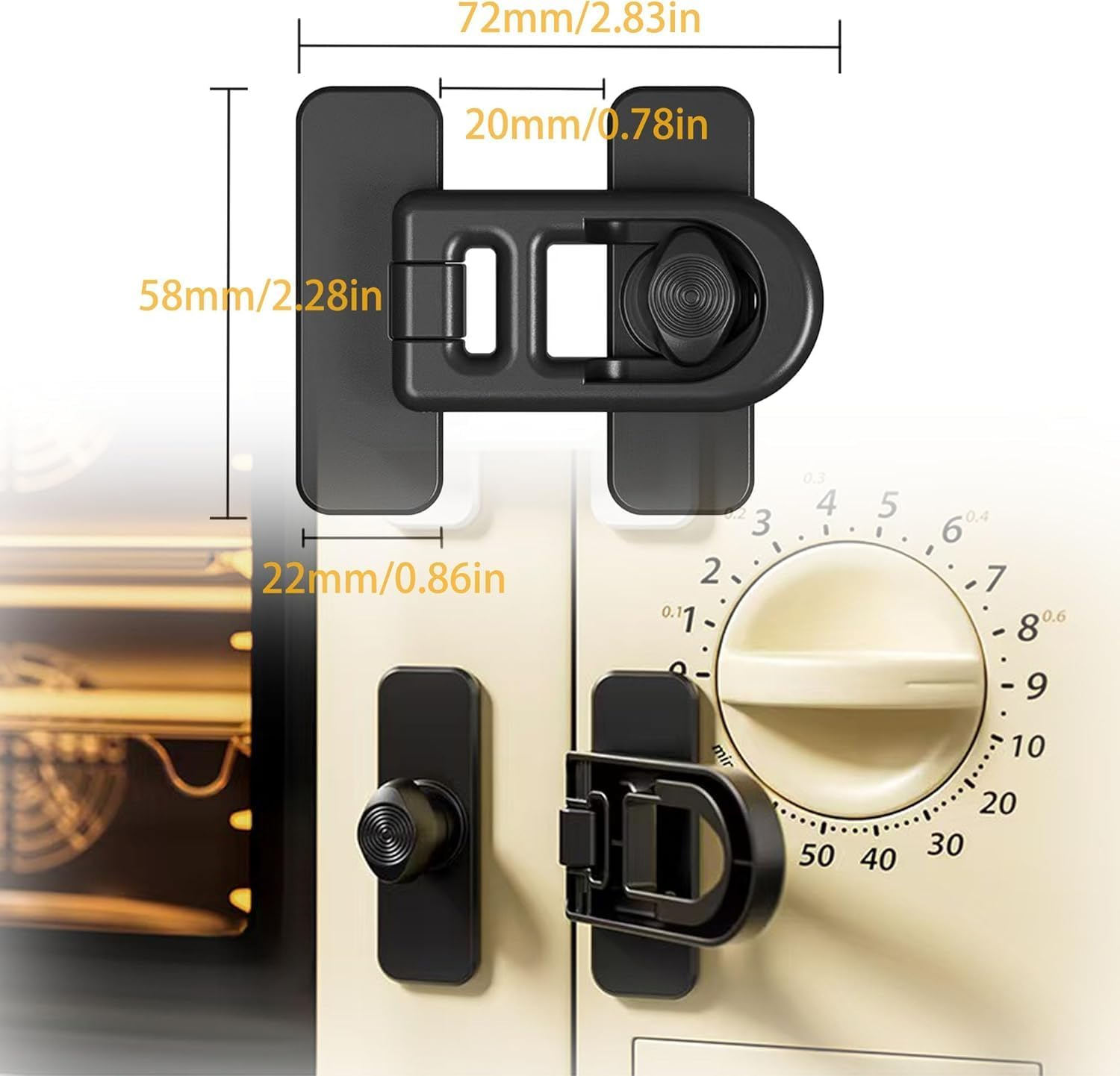 Childproof Refrigerator Door Lock-4 Pack Baby Safety Fridge Door Lock for Fridges Freezers and Cabinets, Cabinet Cupboard Lock for Toddlers,Easy to Install,No Tools Need or Drill(Black) image number 4