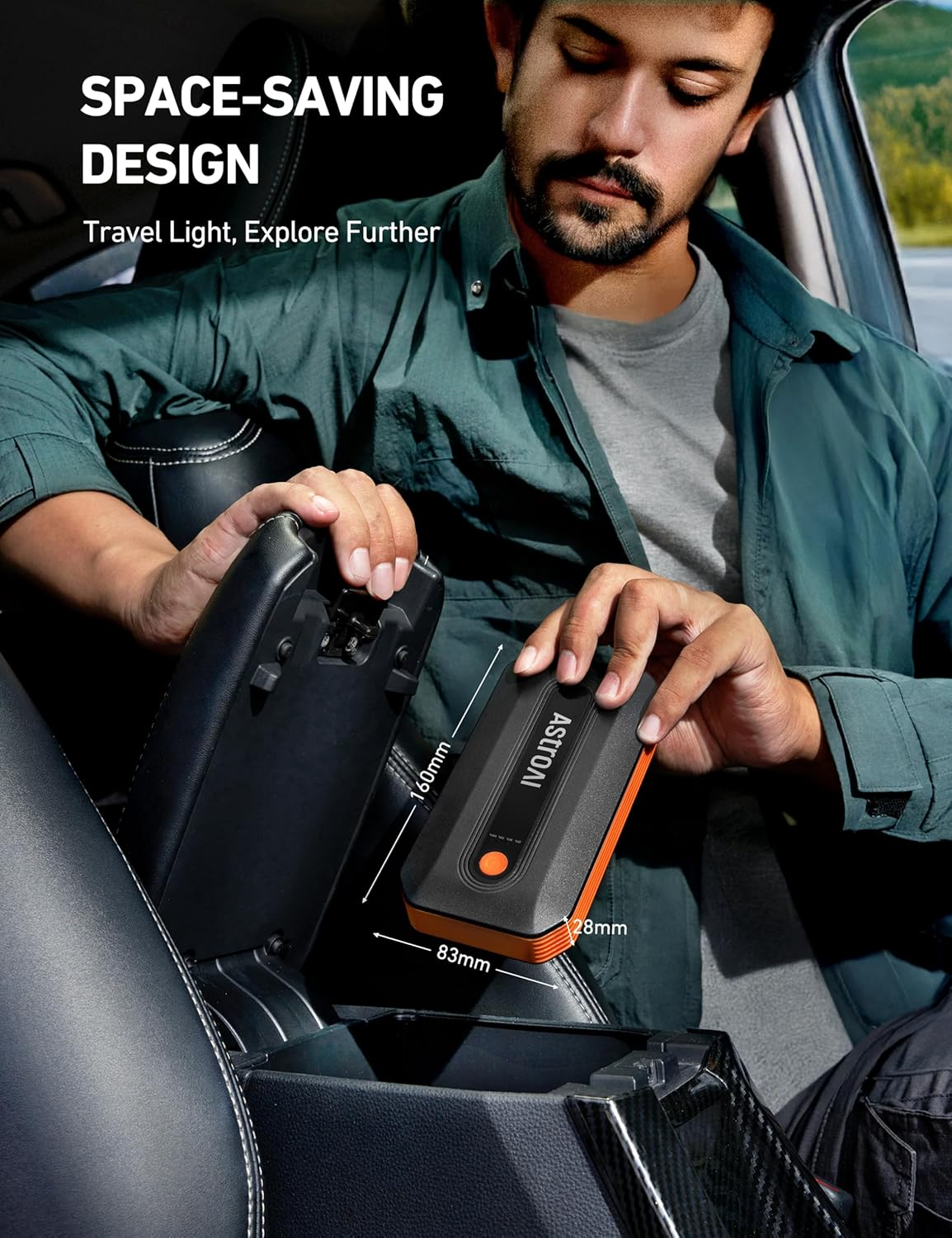 Astroai Car Battery Jump Starter Power Bank 2000A for 12V Vehicles (7.0L Petrol / 5.5L Diesel) and Moto, Portable Car Battery Charger, Smart Car Jump Pack with Smart Battery Clamps & LED Torch, Orange - Orange image number 4