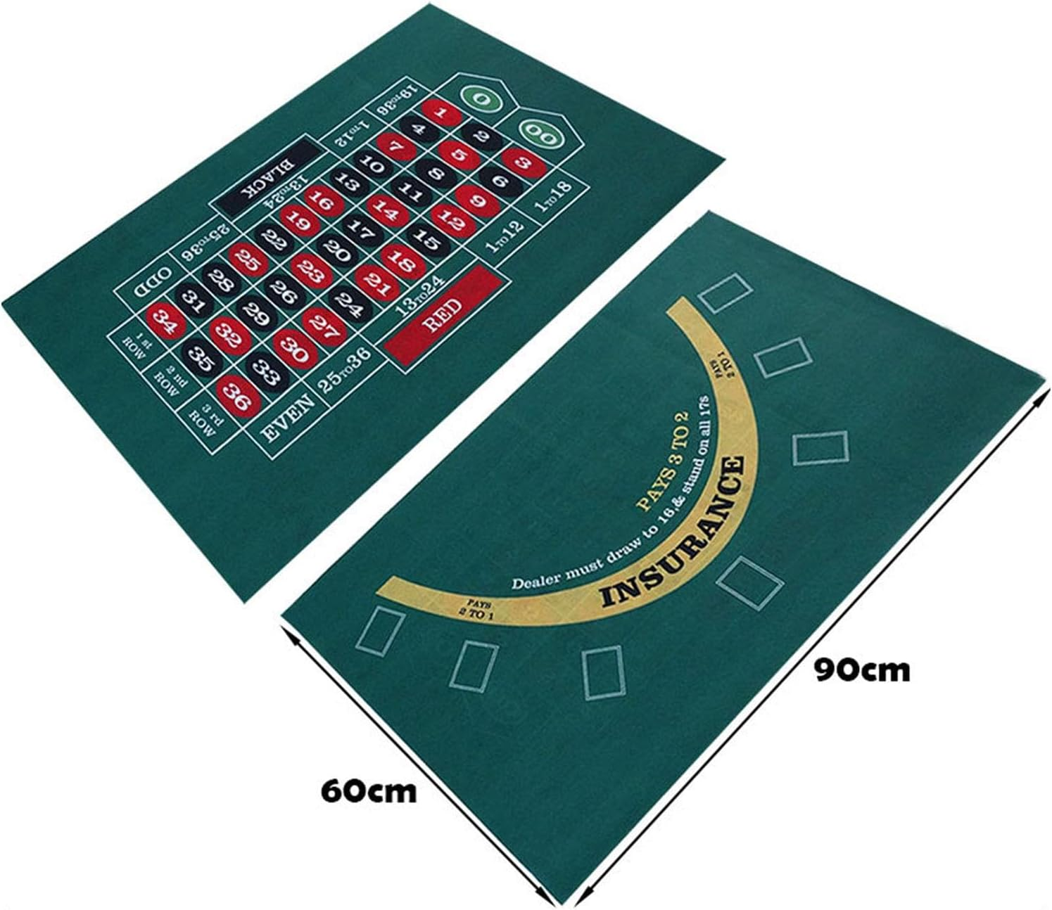 Double-Sided Poker Mat, Craps Table & Blackjack Felt, Roll-Up Roulette Tabletop Mat for Coffee Table Craps & Blackjack (23.62 X 35.43 In) image number 5
