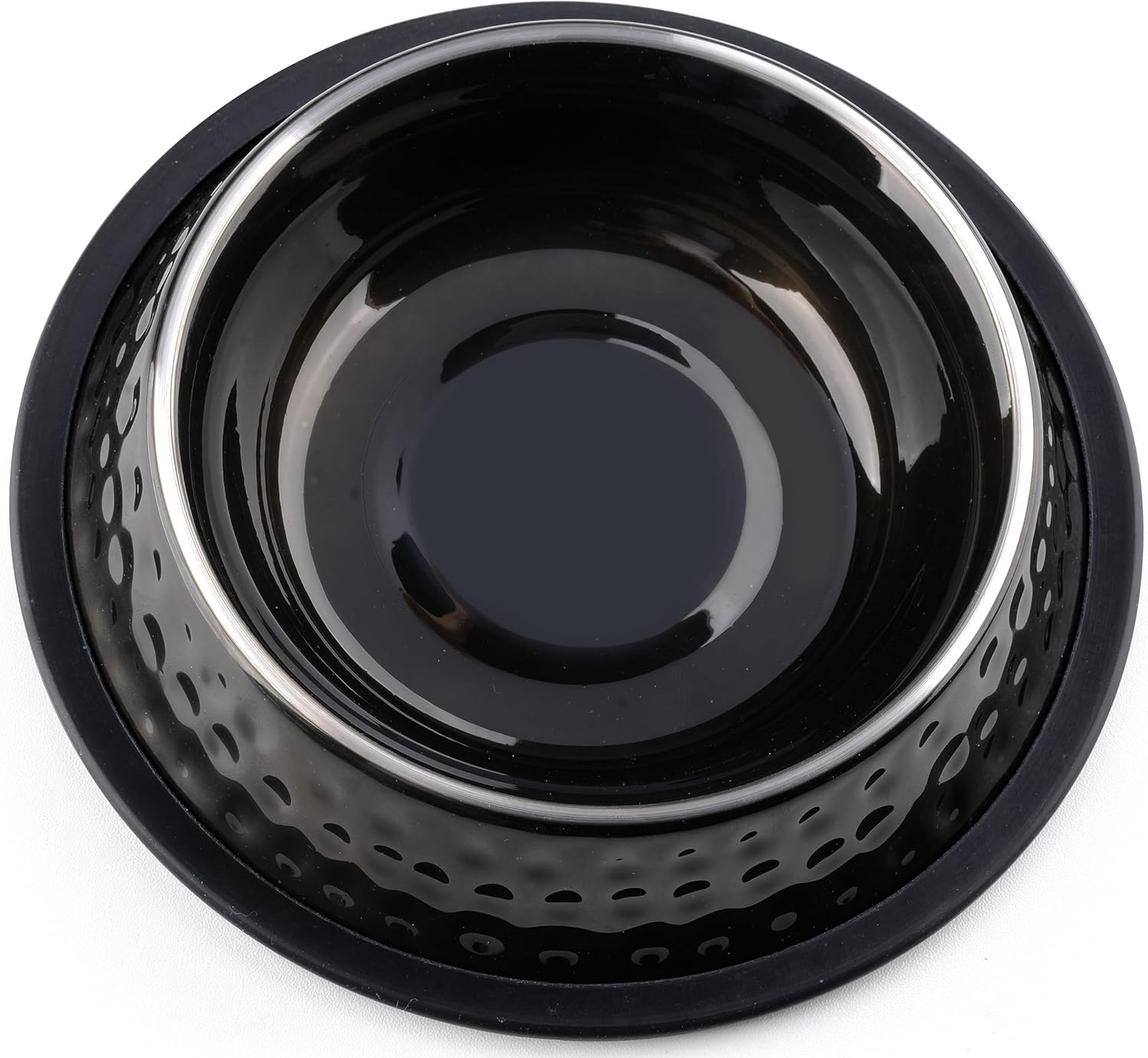 Stilgut Feeding Bowl for Dogs and Cats, Aluminium 0.2 L, Dog Bowl, Cat Bowl, Water Bowl - Black Hammered image number 1