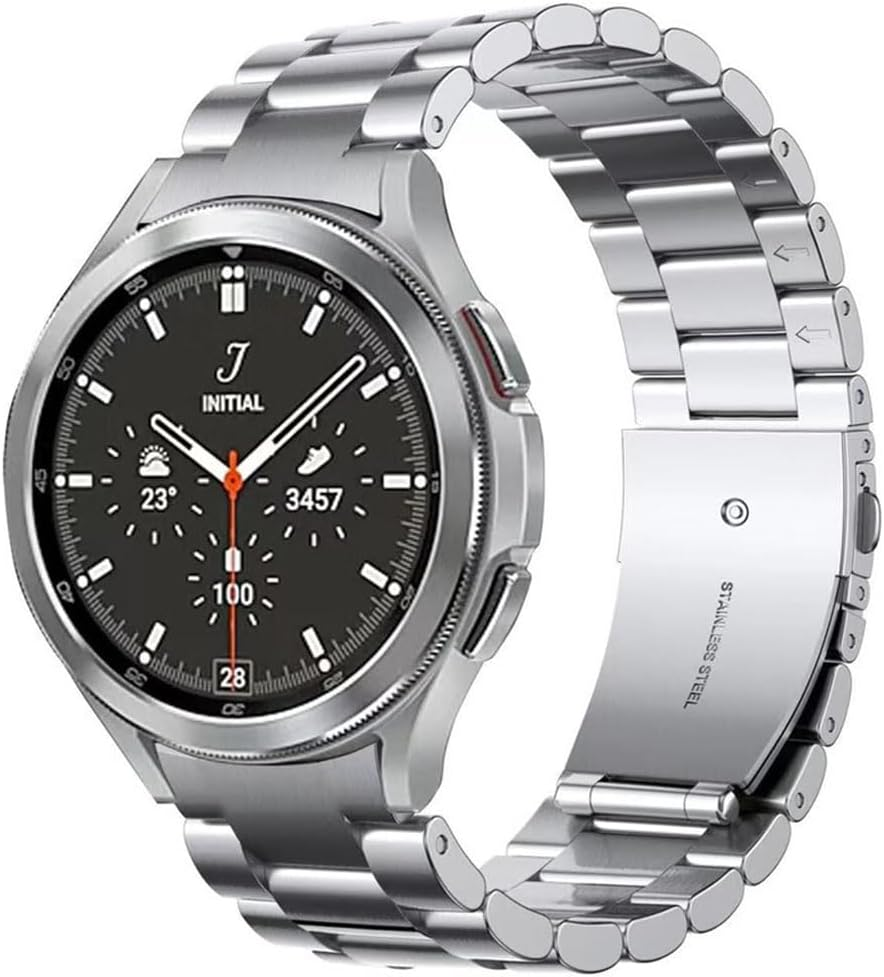 20MM Stainless Steel Band for Samsung Galaxy Watch 7/6/5/4/FE Band 40Mm 44Mm, No Gap Metal Replacement Strap for Galaxy Watch 6 Classic 43Mm 47Mm/5 Pro 45Mm/4 Classic 42Mm 46Mm