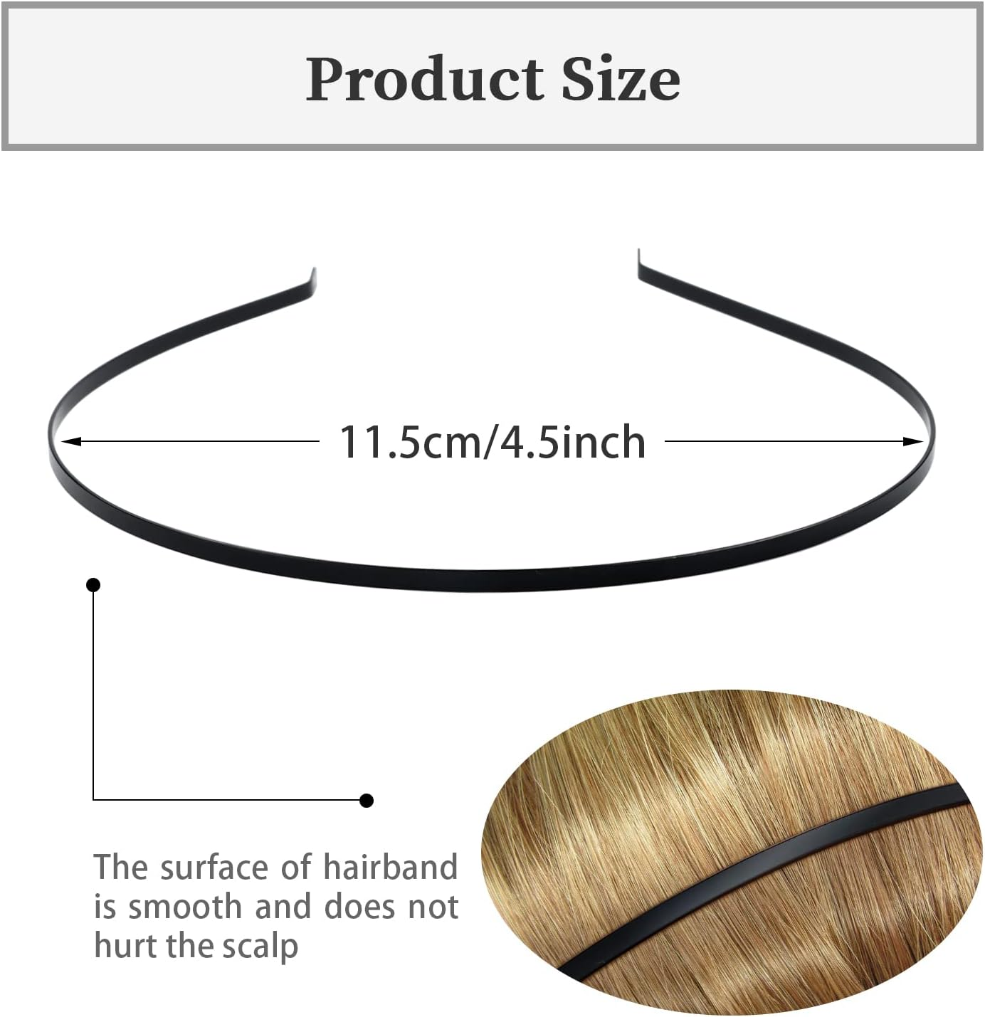 Lawie 30 Pack Bulk 3 MM Black Plain Blank Hard Skinny Thin Metal Headbands Base Wire Hair Bands Clasps Tiara Headband DIY Crafting Hair Accessories for Women