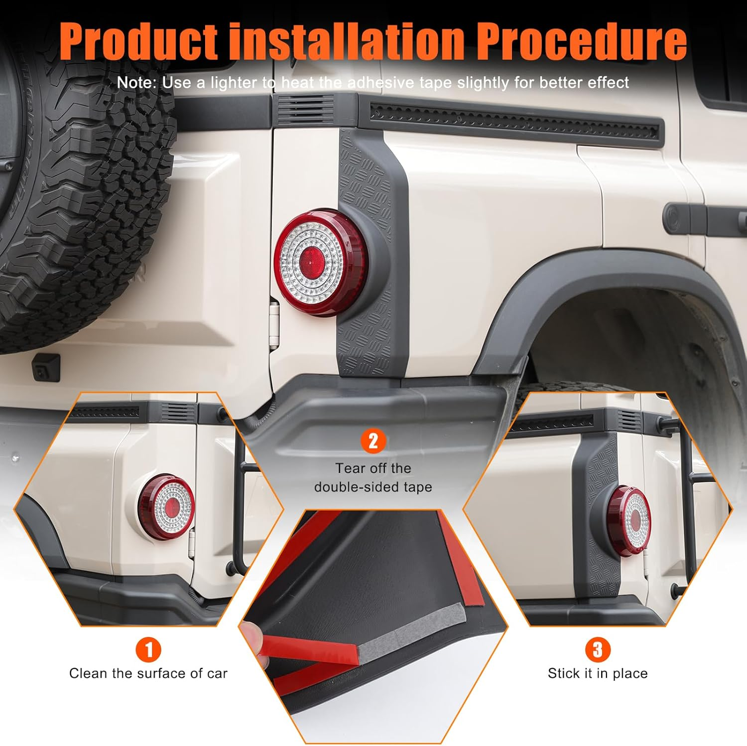 Tumukiw 2PCS Rear Door Armor Corner Guards Compatible with INEOS Grenadier 2022-2025 Accessories, Tail Light Cover Guards Protector Rear Quarter Panel Textured Black Decoration image number 1