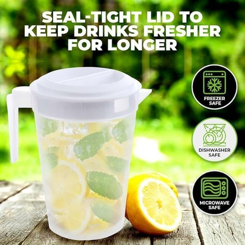 LEDON 4 Pack 1.6L Water Jug, Large Plastic Water Jug Cold Drink Pitcher with Lid, Easy to Wash, BPA Free image number 1