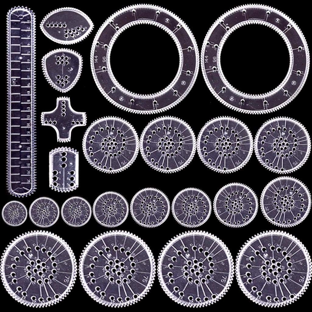 Uoeo 22 Pack Creative Spirograph Drawing Set, Spirograph Deluxe Kit Ideal Creativity Art Promoting Development Set for Kids image number 3