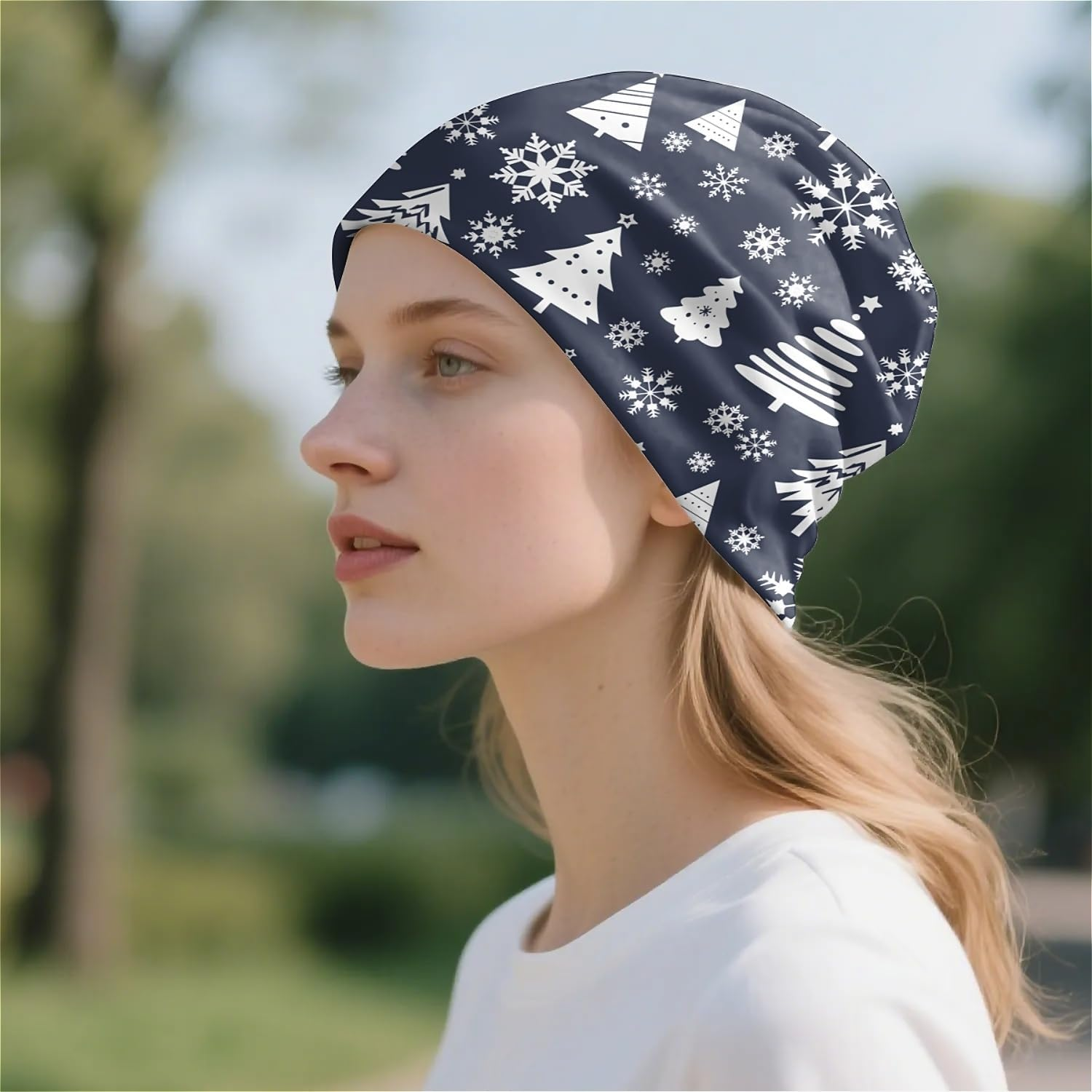 Christmas Women'S Slouchy Beanie for Men Hat Adult Dwarf Hats Chemo Cap Cancer Headwear Caps Baggy Skull Sleep Cap Nightcap image number 3