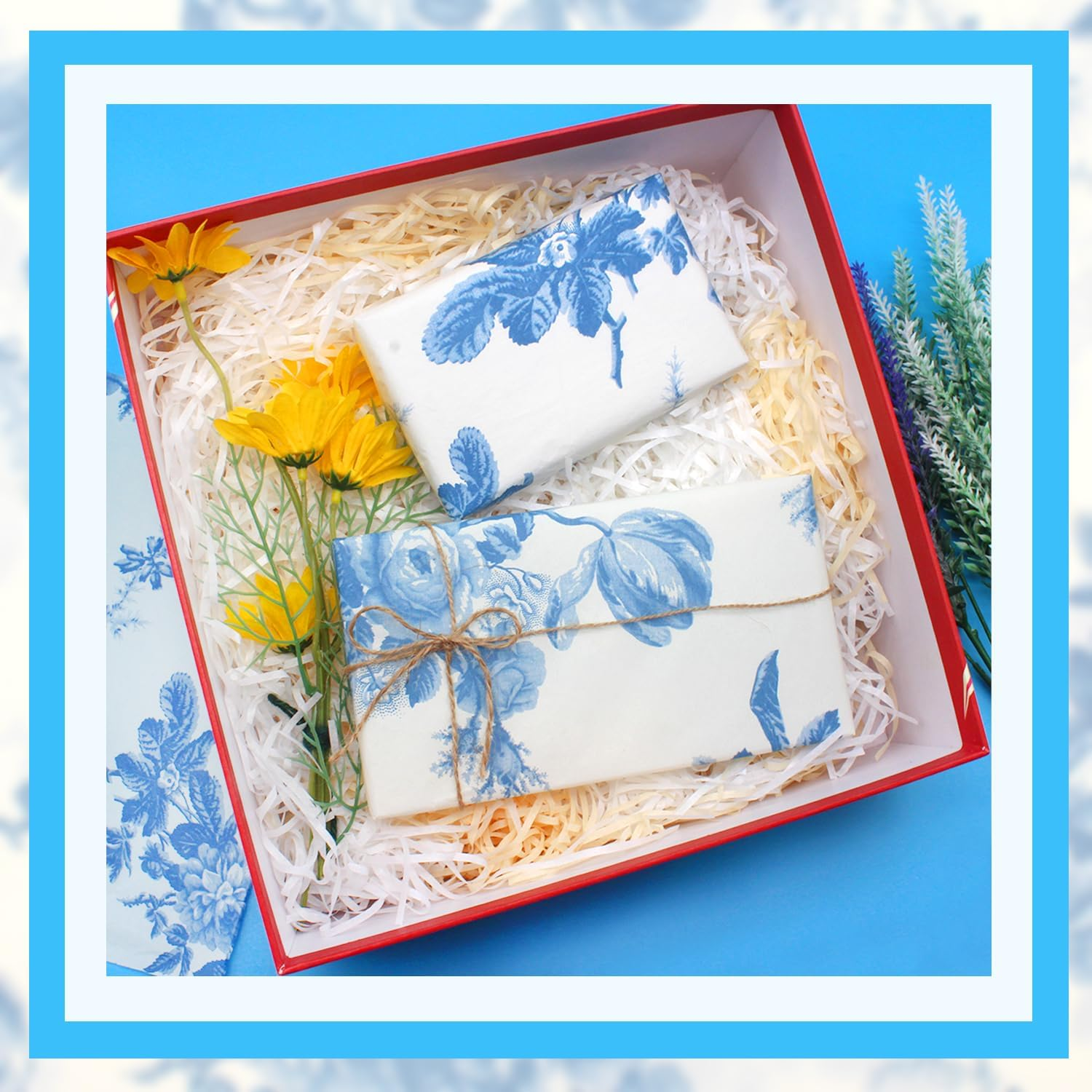 Benvo 20 Sheets Floral Print Tissue Paper 20 Inch X 29 Inch Decoupage Paper Decorative Tissue Paper Gift Wrapping Paper Flower DIY Art Craft Paper for Spring Wedding Birthday Baby Shower(Style B) image number 4