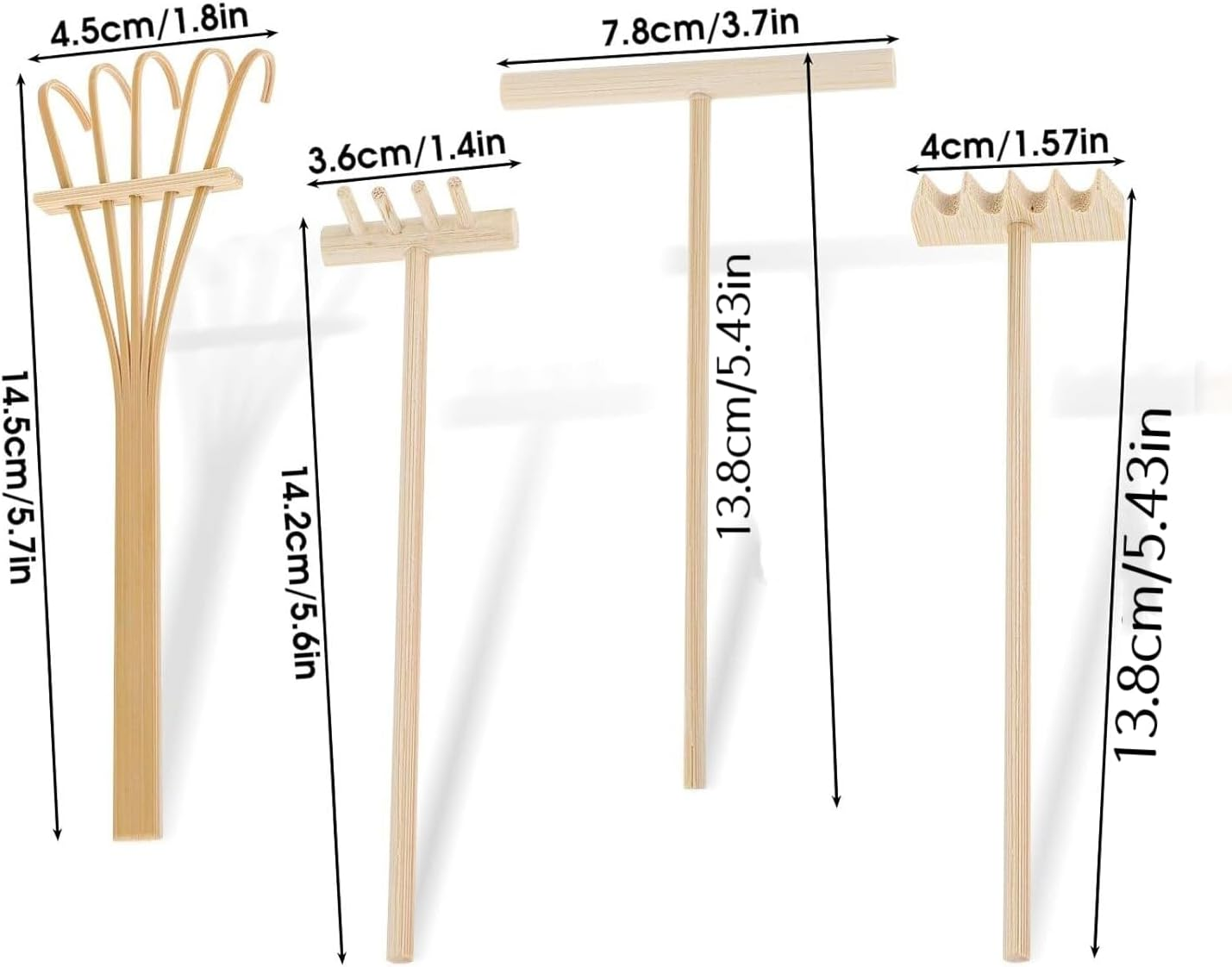 Mini Zen Garden Sand Rakes Set, 4 Pieces Tabletop Rock Garden Tools,Mini Sand Stamp Rakes,Zen Garden Bamboo Sand Rake Set,Tiny Zen Garden Rake Beach Zen Garden Rake Set image number 4