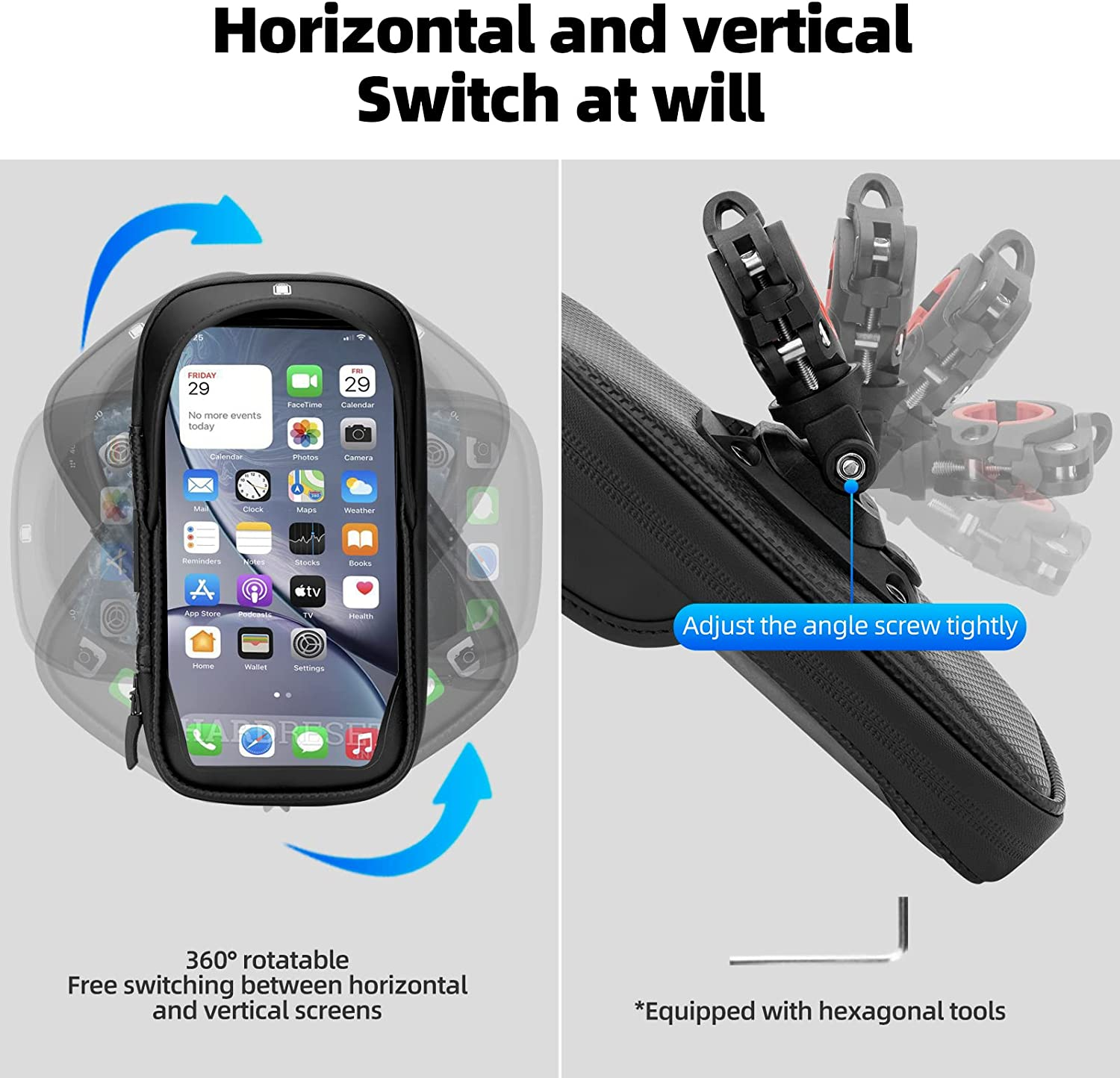 ROCKBROS Bike Phone Mount Bicycle Phone Holder Waterproof and Shockproof Bike Phone Pouch Cell Phone Case Compatible with Iphone 11/12 Pro Max 8 plus Phones below 6.8&rdquo;
