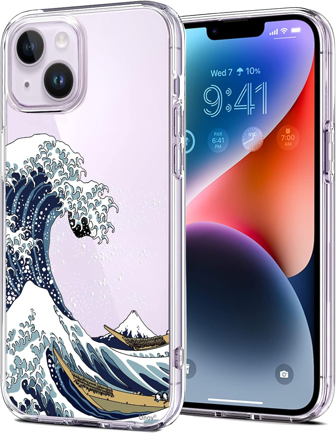 Unov Case Compatible with Iphone 14 Pro Case Clear with Design Embossed Floral Pattern Soft TPU Bumper Slim Protective 6.1 Inch (Stained Glass Flower)