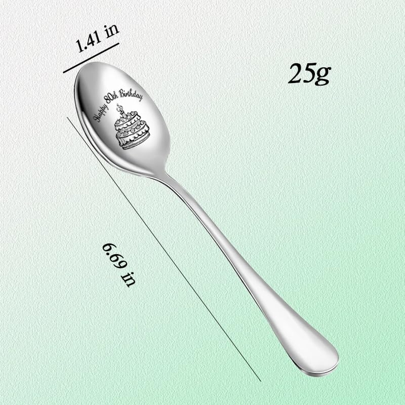 Happy 80Th Birthday Gifts for Nana Papa 80 Year Old Birthday Gifts for Father Mother 1944 Birthday Gifts for Sister Brother 80Th Bday Spoon for Women Men 80 Yr Old Birthday Present for Grandma Grandpa image number 4