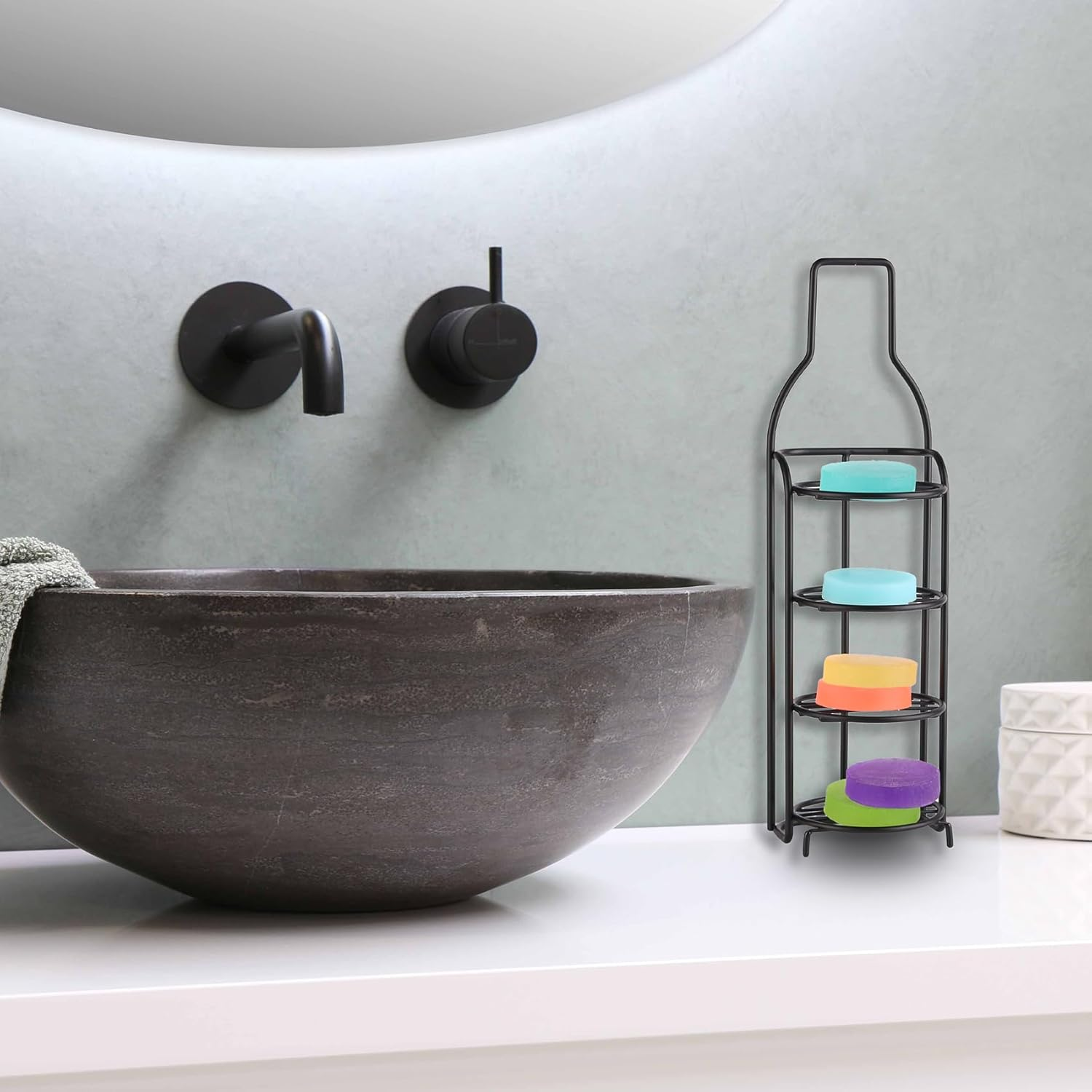 Soap Holder for Shower Wall 4 Tier Soap Dish Stainless Steel Bar Shower Bathroom Self Draining Rustproof Rack Powerful No Drilling(Black Suction Cup) image number 3