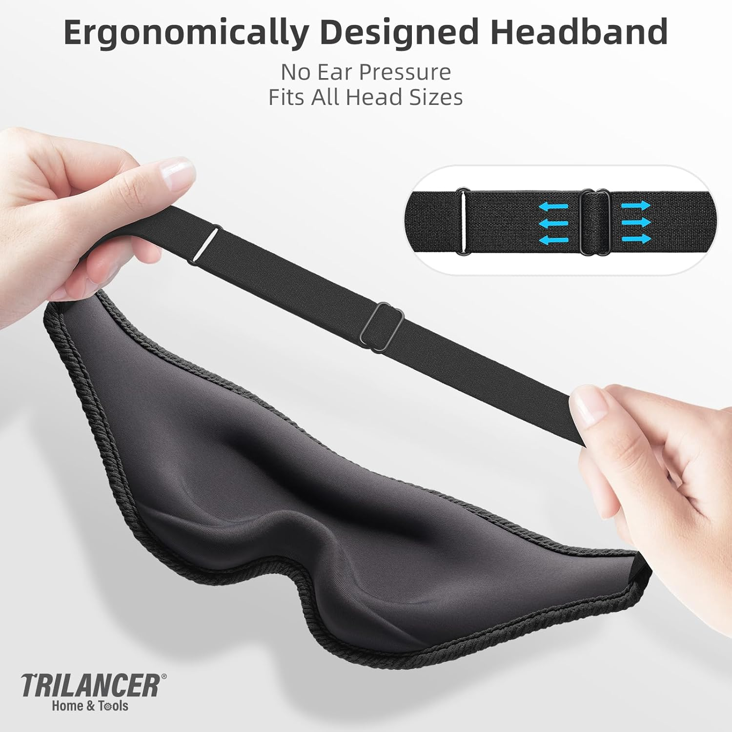 2025 Innovative Sleep Masks, Trilancer 3D 99.99% Light Blocking Design, Comfortable Eye Mask for Sleeping, Blackout Blindfold for Men and Women, Nap, Meditation, Travel, with Earplugs (Black)