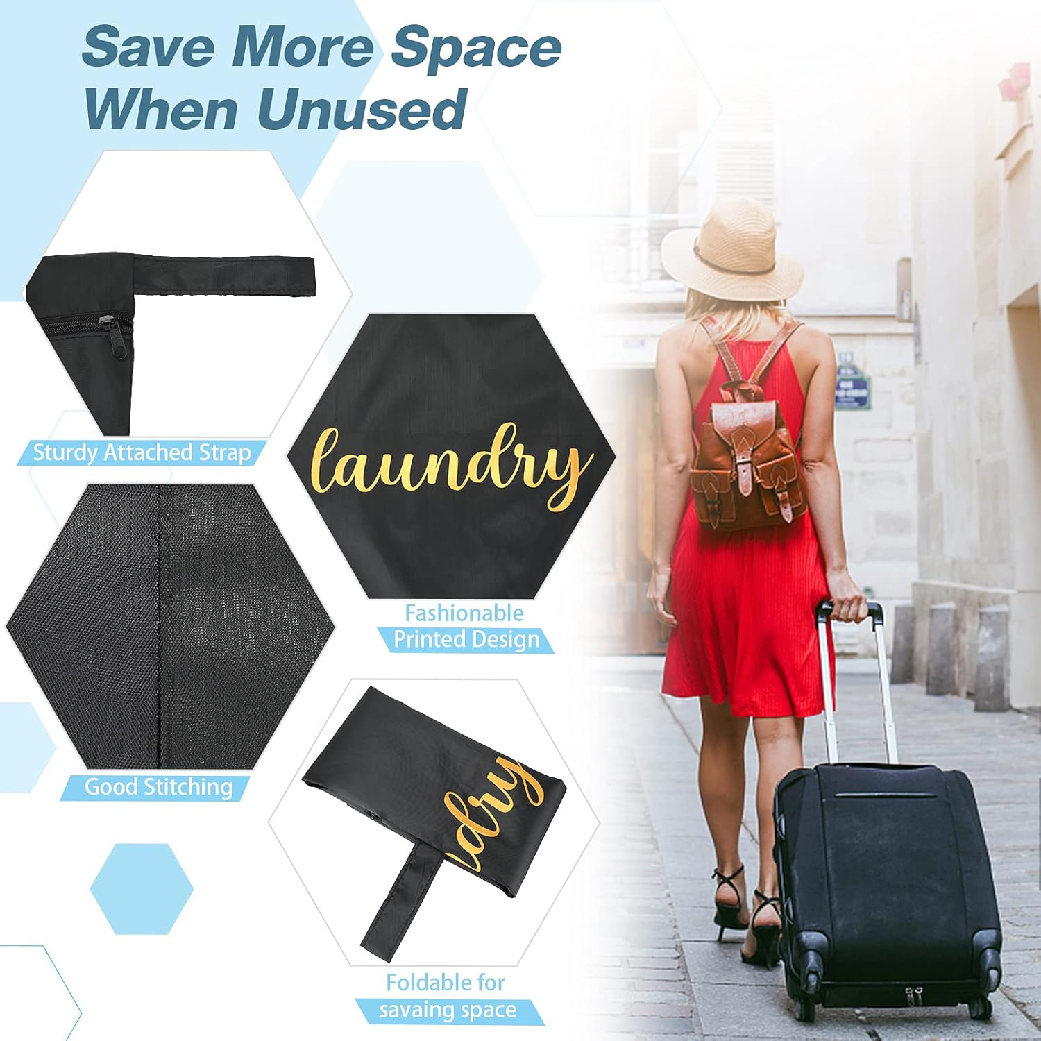 Shappy 2 Pieces Travel Laundry Bags Waterproof Wet Dry Bags, 17 X 22 Inches (Gray, Black) image number 3