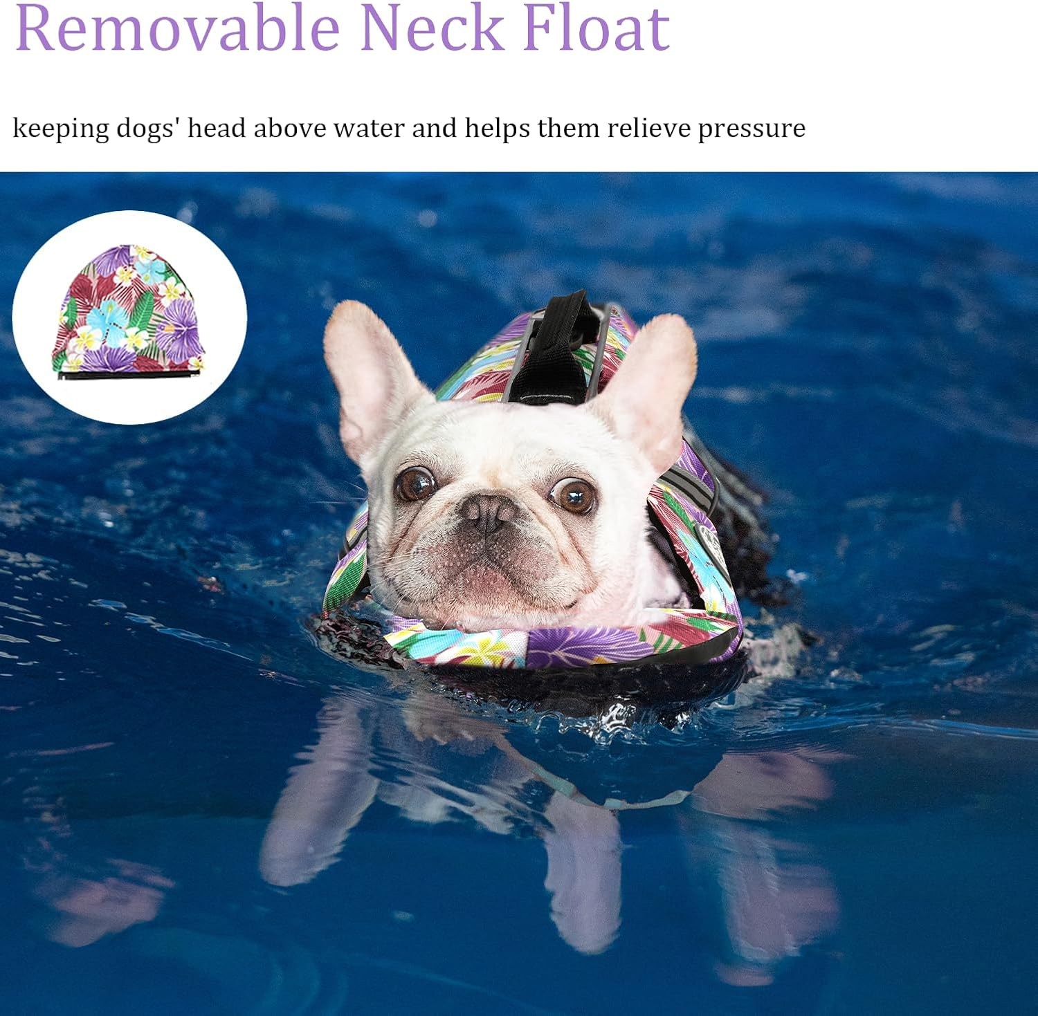 Mklhgty Dog Life Jacket, Reflective Dog Life Vest with Removable Neck Float High Buoyancy for Swimming and Boating, Ripstop Pet Safety Swimsuit Rescue Handle for Small Medium Large Dogs image number 1