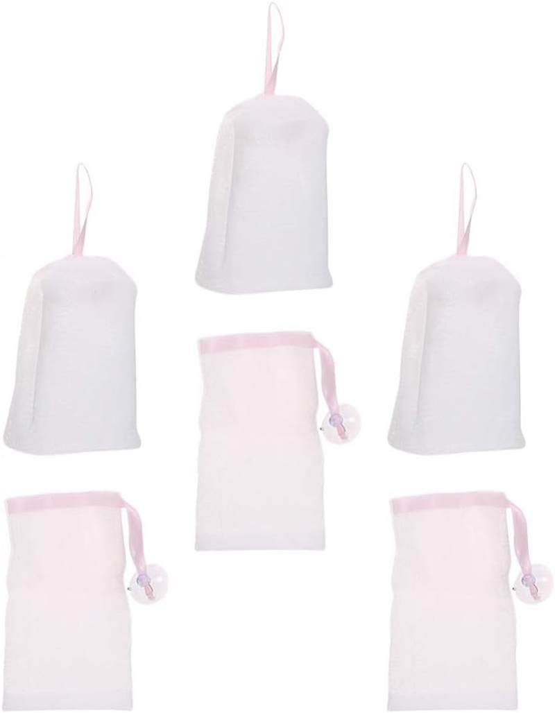 6Pcs Bubble Net Soap Saver Pouch Foaming Soap Holder Soap Exfoliating Mesh Pouch Soap Mesh Pouch Facial Washing Nets Bubble Mesh Bags Travel Soap Foaming Bag Bath Bag Grid Or image number 1