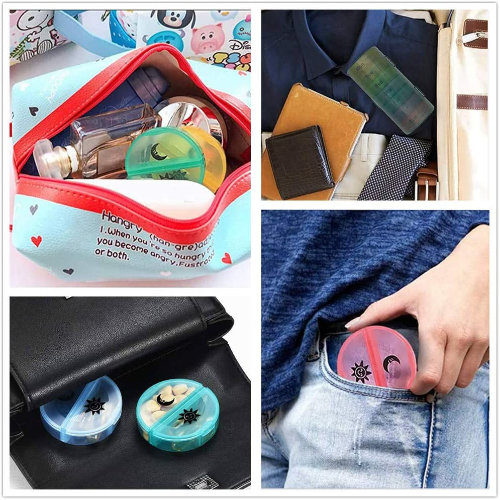 Weekly Pill Organizer, round Pill Box 2 Times a Day, Travel Medicine Organizer, Large Box for Travel, Medicine Organiser image number 1
