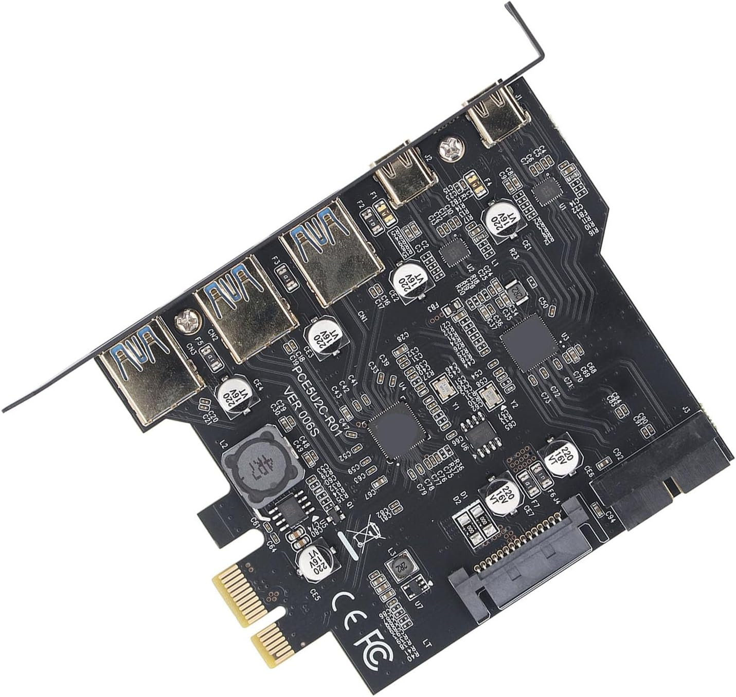 Pcie to USB 3.2 Gen 2 Card, 20 Gbps Bandwidth, 3 USB Type a and 2 USB Type C 5 Ports, PCI Express Expansion Card for Win Linux OS X PC