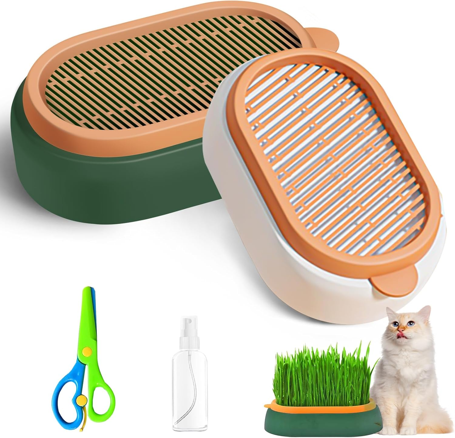 2 Pieces Plastic Catnip Box, Cat Grass Box Tray for Cats, Hydroponic Catnip Planting Box with 6 Seed Bags image number 3