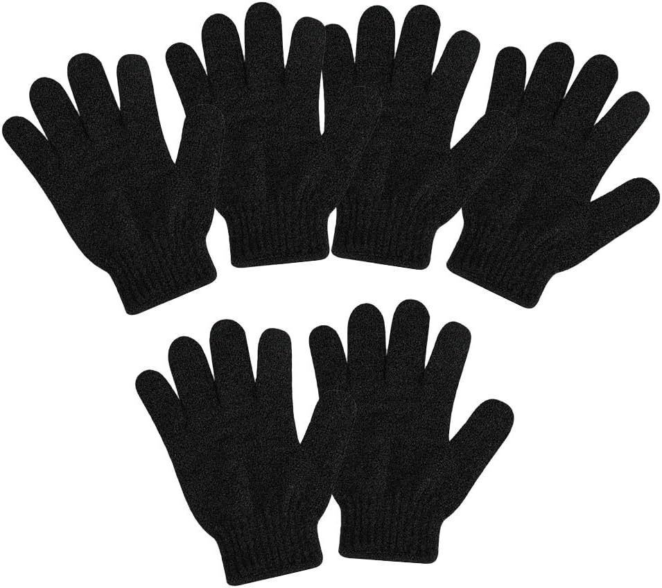 Amagogo 3 Pair Nylon Bath Shower Exfoliating Scrubber Gloves for Women Men - Black image number 6