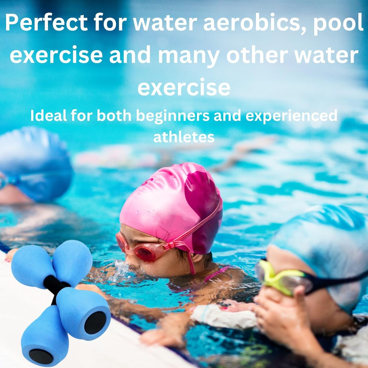 Aquatic Exercise Dumbbells 2Pcs - Portable, Lightweight Weight Approx. 68G, Heat Resistance EVA Foam Water Dumbbells for Strength Training, Water Aerobics, Sports, Swimming Pool Exercise Fitness image number 1