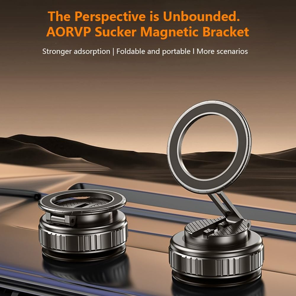 2025 Upgraded Vacuum Magnetic Car Phone Holder,360&deg; Adjustable Foldable Strong Suction Mount,Ultra Vacuum Suction Cup for Most Smartphones/Vehicles - Car, Gym, Mirror (Gray) image number 6