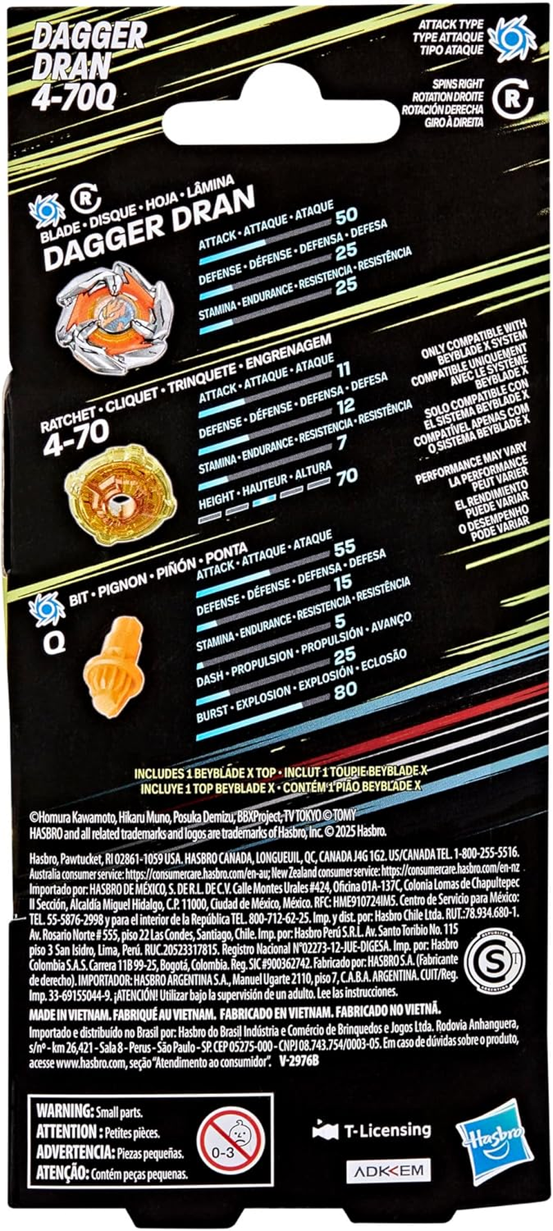 Hasbro Beyblade X Dagger Dran 4-70Q Booster Pack image number 2