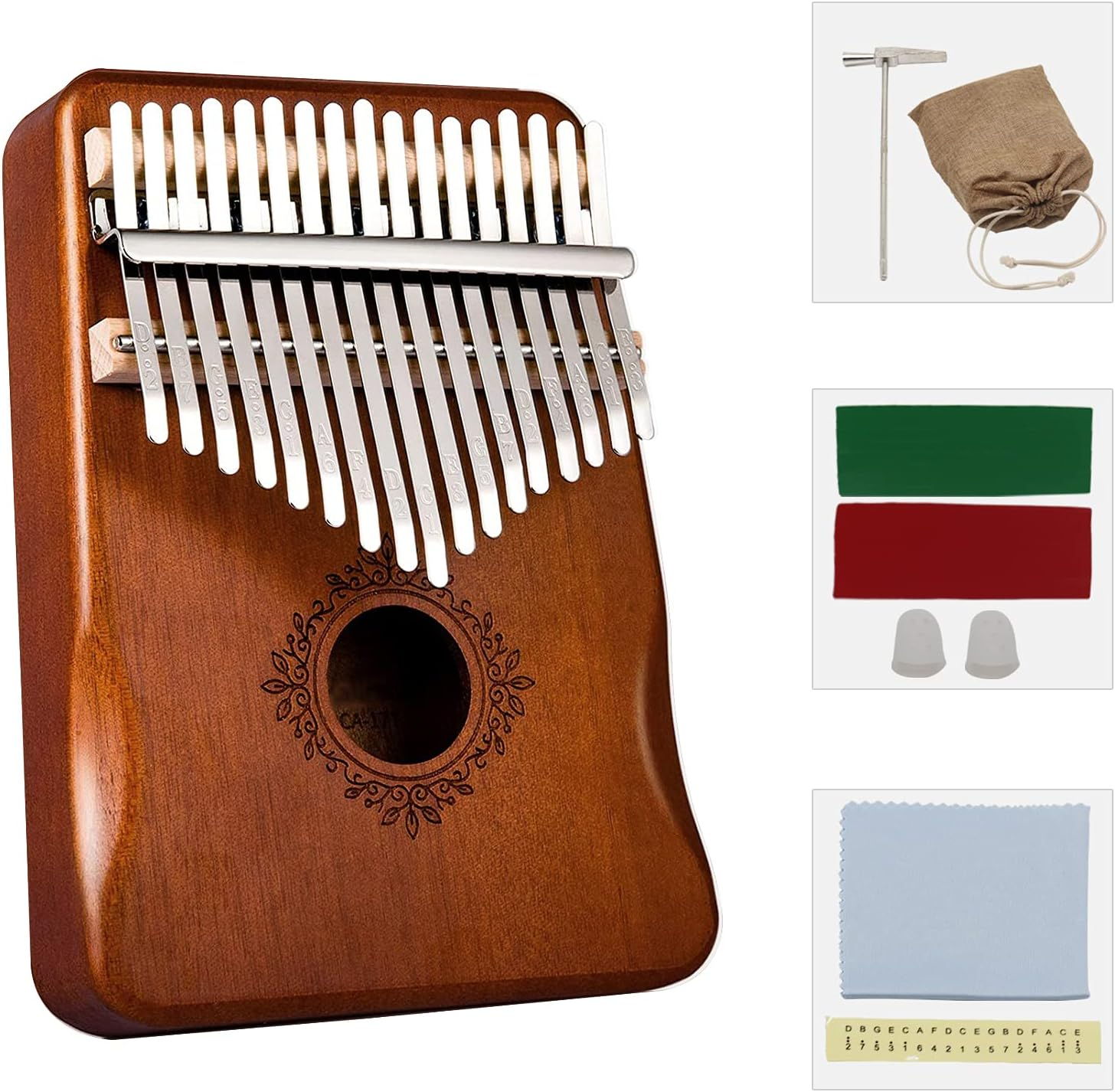 17 Keys Thumb Piano Worthplanet Wood Finger Piano Kalimba Thumb Piano Solid Finger Piano Mahogany Body for Beginners and Professionals W150001 image number 3