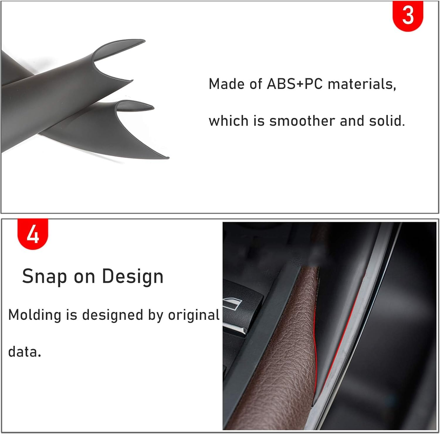 2PCS Door Handle Covers Compatible with BMW 3 Series 4 Series Driver Side &Passenger Side Door Pull Handle Covers (Compatible with BMW 320I,328I,330I,335I F30/F31 and 428I, 435I F32/F36)(Black) image number 4