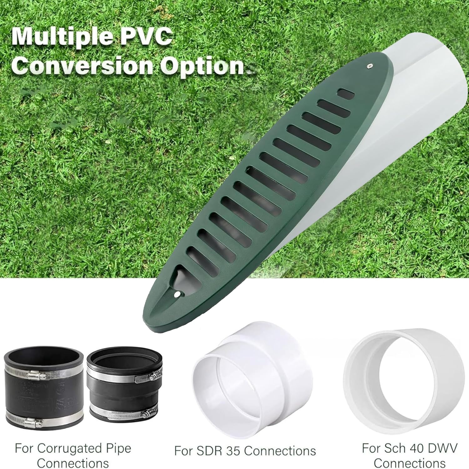 Yard Drain Emitter,4 Inch Green Angled Drain Grating Yard Drain Emitter,Grating Drain for Sump Pump Discharge & Gutter Downspout Extensions image number 6