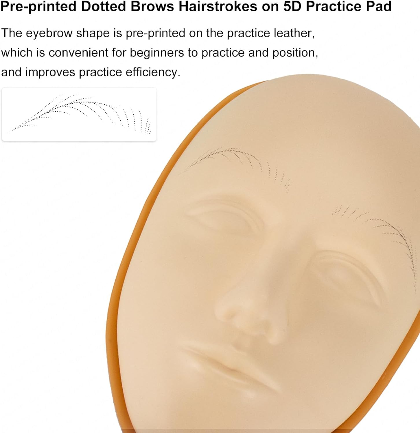 Preprinted 5D Nano Eyebrow Exercise Kit with Dotted Hair Line and Stand, Silicone Tattoo Face Model for Eyebrows, Eyeliner, Lips, SMP Scalp (Kit-1) image number 5