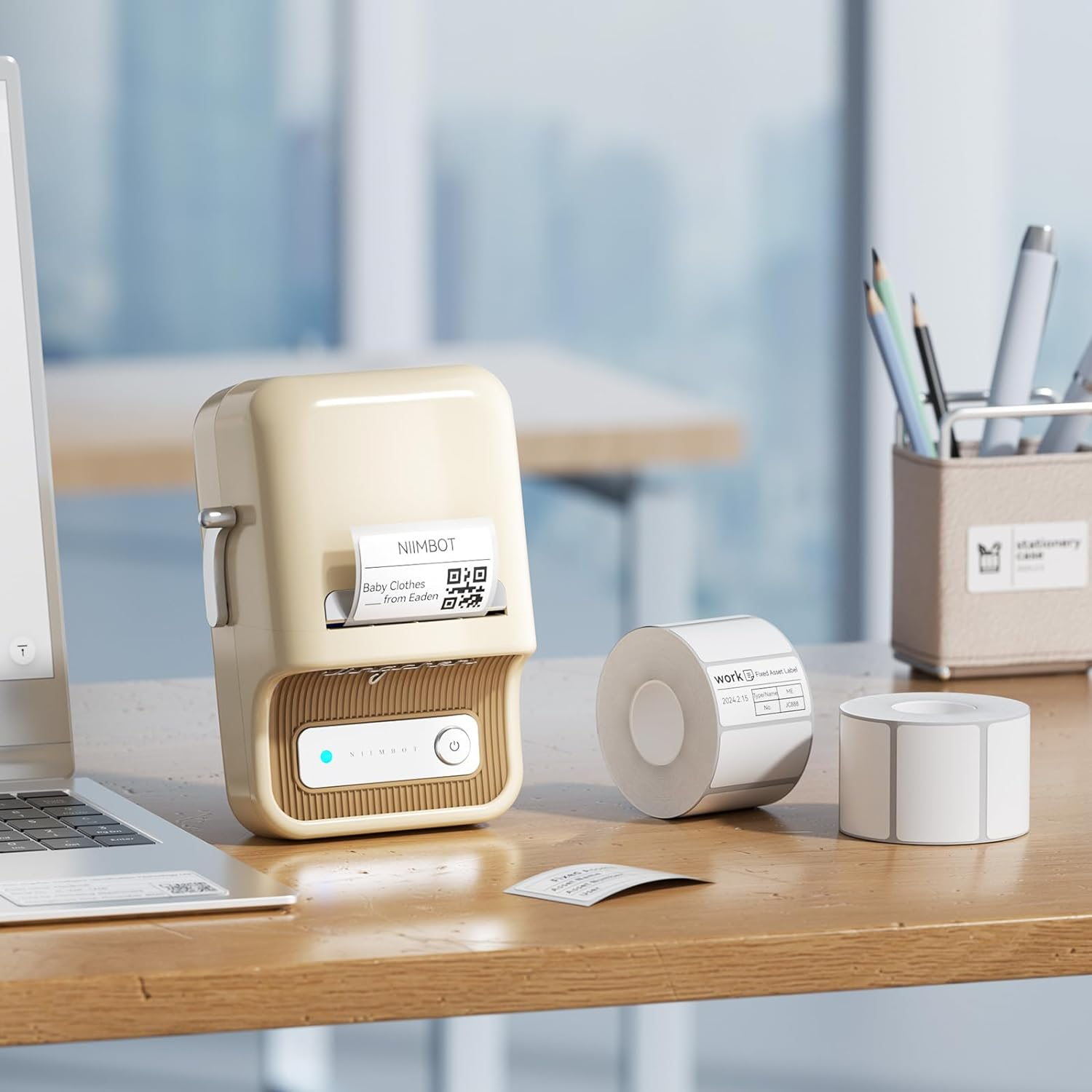 NIIMBOT 2 Rolls Labels for B1/B21/B3S Label Maker, 50 X 50 Mm (1.97'' X 1.97'') 150 Labels/Roll, Thermal Label Tape for Home Office Small Business Labeling Tape Replacement, White Round image number 5