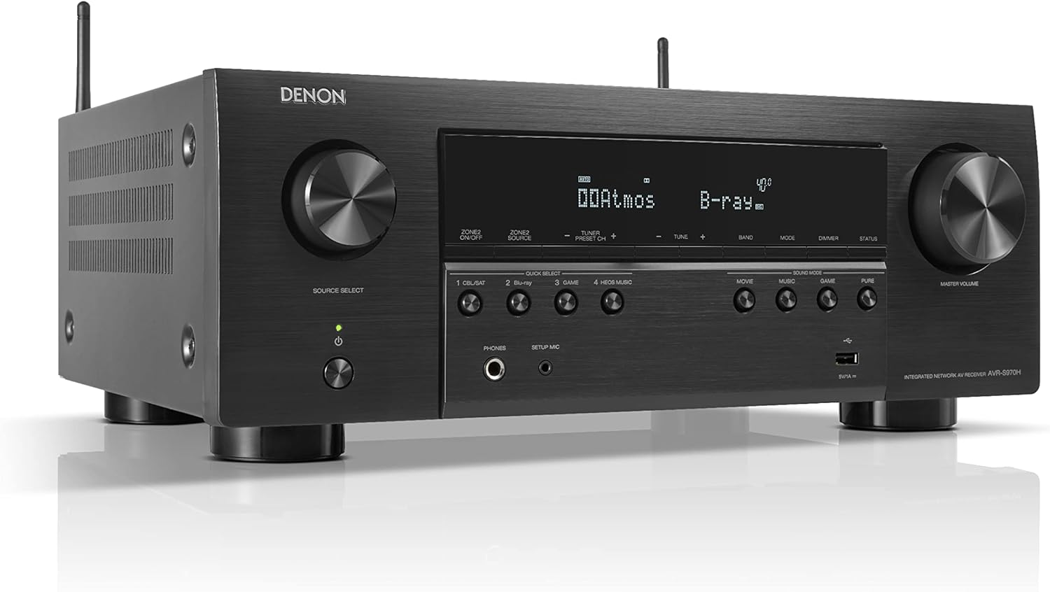 Denon AVR-S970H 8K AV Receiver | 7.2Ch Home Cinema Amplifier | Dolby Atmos | DTS:X | Dolby Surround Sound | and DTS Neural:X | Alexa Compatible | Bluetooth | Airplay 2 | HEOS Built-In Multiroom Audio image number 5