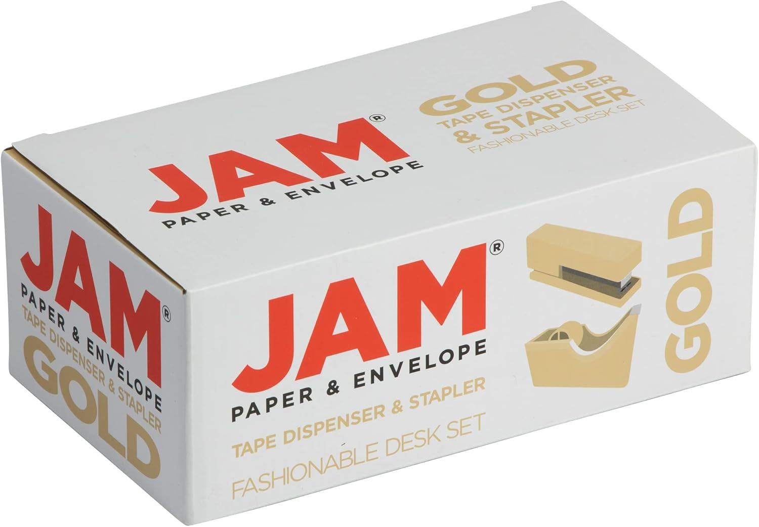 JAM PAPER Office & Desk Sets - 1 Stapler & 1 Tape Dispenser - Gold - 2/Pack - Blue image number 4