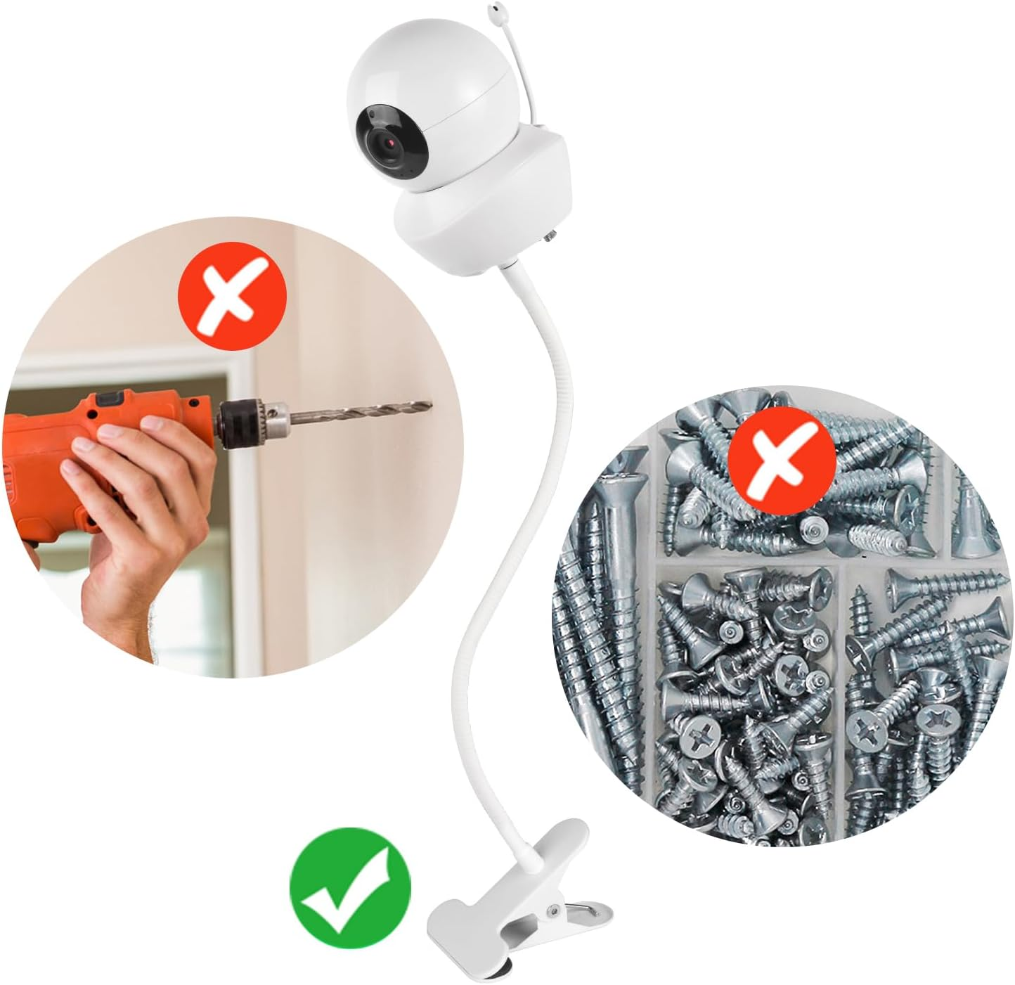 Flexible Baby Monitor Mount for Babysense V43/HDS2/V24R/VBM55TX/ Max View Video Baby Monitor, Gooseneck Baby Monitor Stand with Perfect View Angle and Easy Installation, Attach to Wherever You Want image number 4