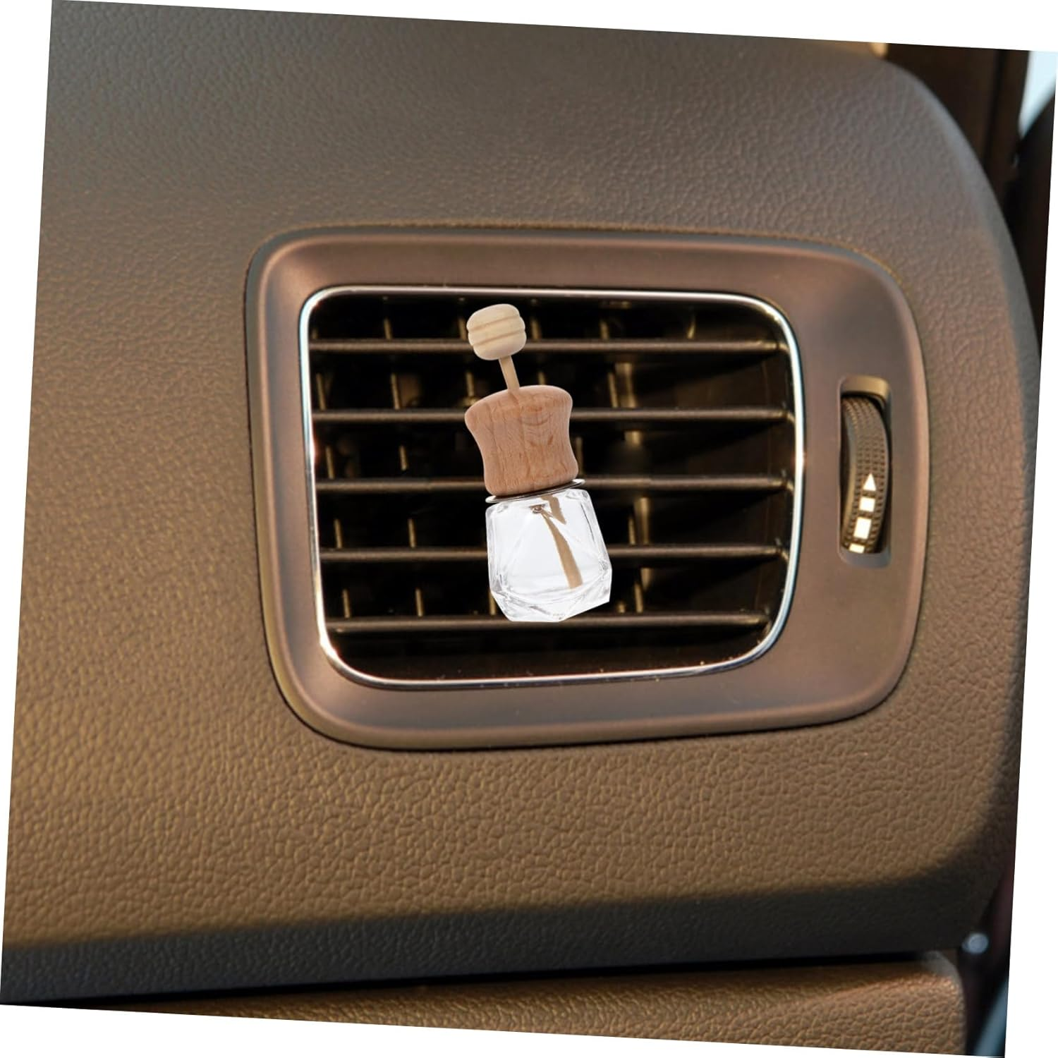 GARVALON 3Pcs Air Vent Essential Oil Bottle Car Perfume Diffuser Wooden Lid Fragrance Oil Glass Diffuser Bottles for Car Home image number 4