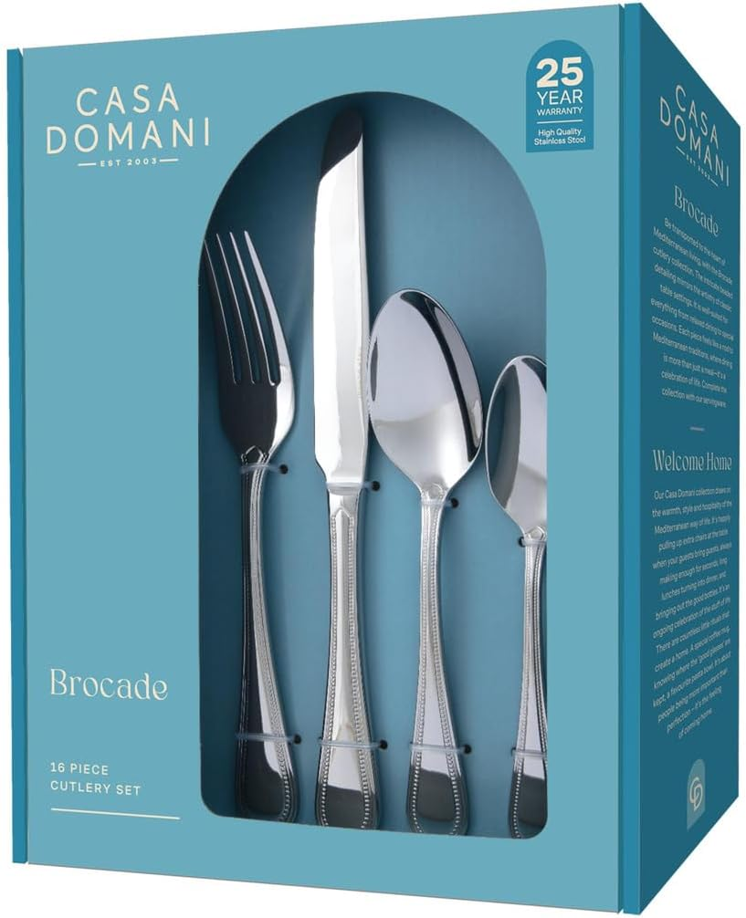 Casa Domani Brocade Cutlery Set 16 Piece Stainless Steel Gift Boxed image number 1